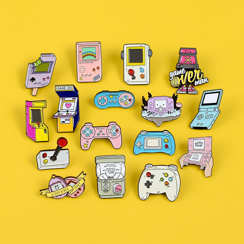 Retro Arcade Game Enamel Pins Collections Cartoon 90s Gamepad Jewelry Brooches Denim Shirt Collar Badge Lapel  Friends Gifts