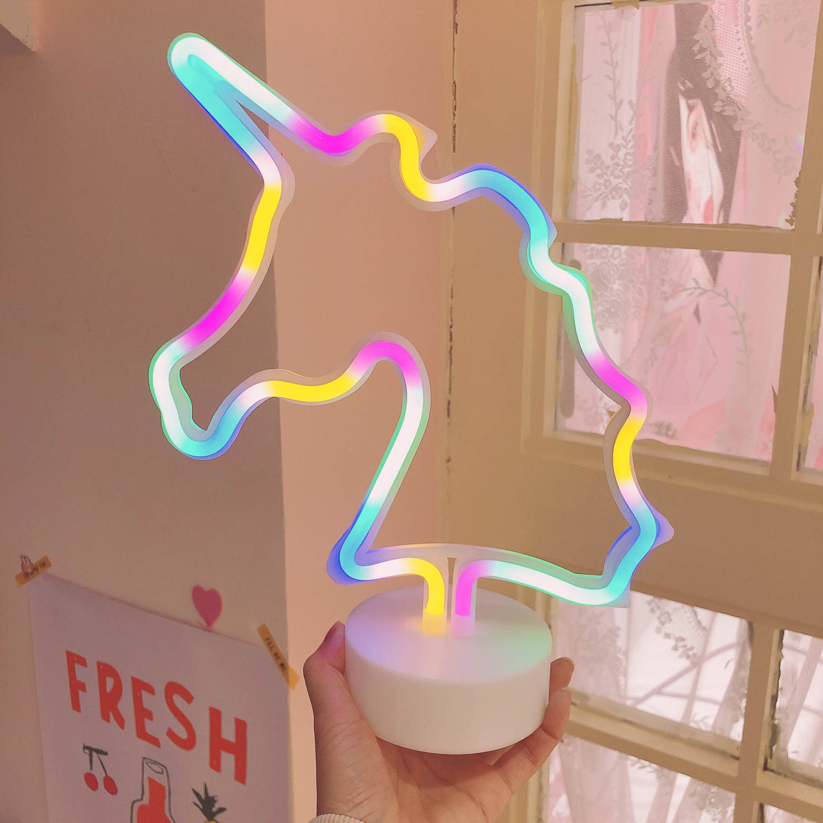 W&amp;amp;G Cute Rainbow LED Unicorn Neon Sign Night Light Home Kids Bedroom Indoor Lighting Decor Lamp Lovely LED Night Light 2021 New