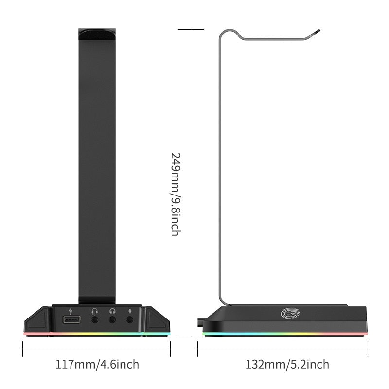 EKSA W1 Gaming Headset stand with 7.1 Surround/2 USB and 3.5mm Ports RGB Headphones Holder for Gamer Gaming PC Accessories Desk