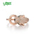 VISTOSO Gold Ring For Women Genuine 14K 585 Rose Gold Leopard Ring Emerald Sparkling Diamond Engagement Anniversary Fine Jewelry