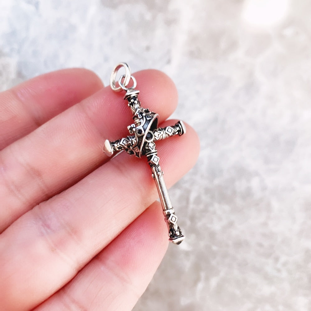 Pendant Majestic Cross &amp;amp; Crown Jewelry Europe 925 Sterling Silver Symbolism Promises Shield And Certaint Gift For Woman Men