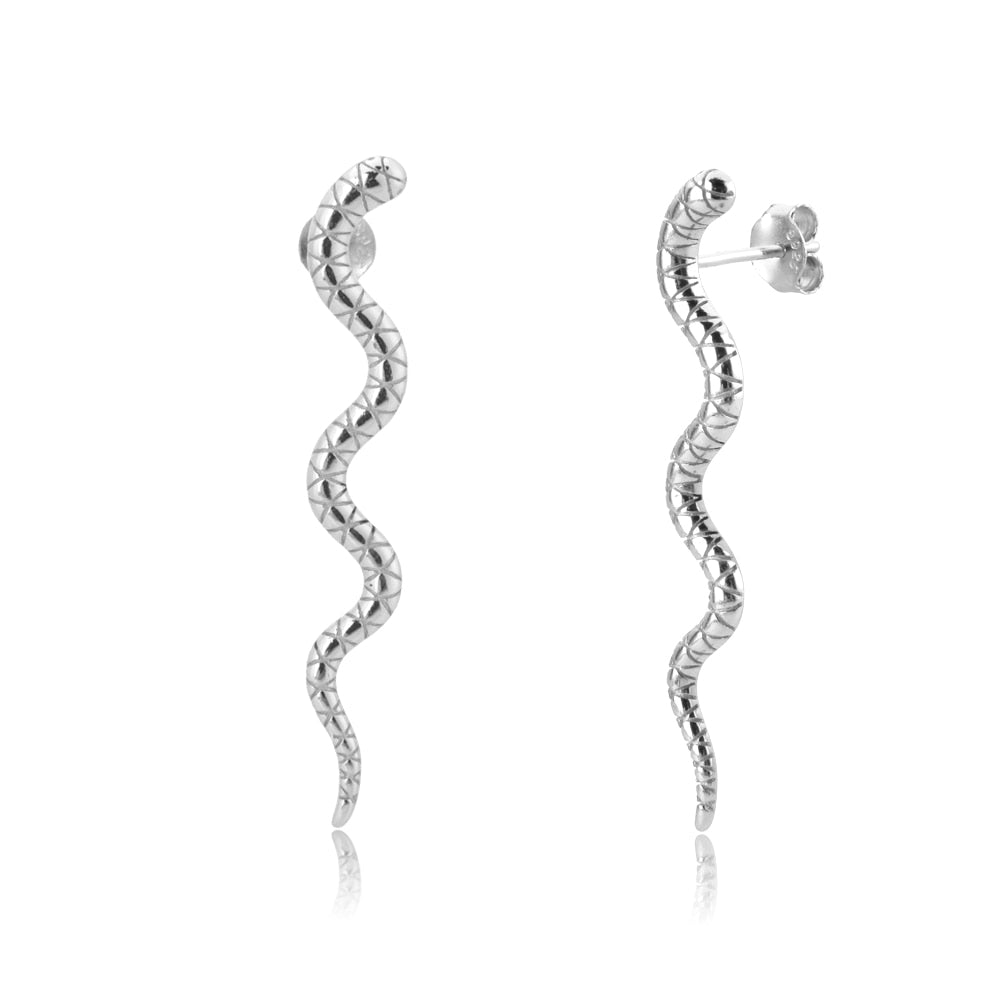 ANDYWEN 925 Sterling Silver Gold Long Line 40cm Vivid Snake Stud Earring BoA Piercing Ohrringe Pendiente 2020 Fine Jewelry