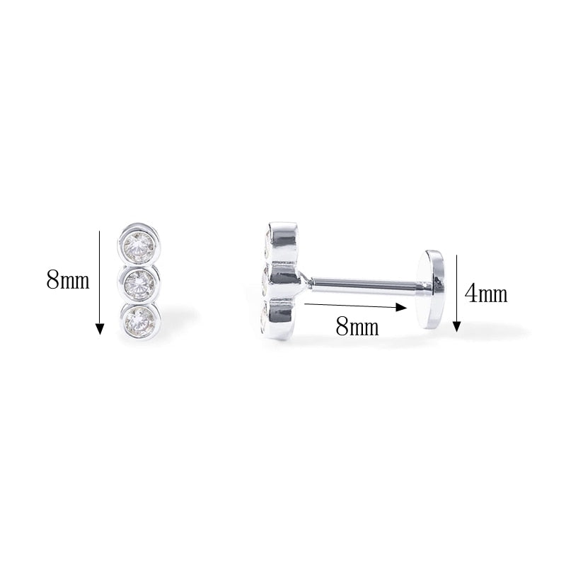 CANNER 925 Sterling Silver Cartilage Earring Cubic Zirconia Eyes Snake Star Piercing Pendientes Plata 925 Stud Earrings 1pcs