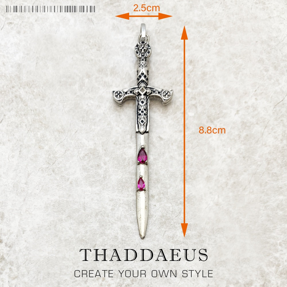 Pendant Sword With Crown Skull Knight Window New Fine Jewelry Europe Style 925 Sterling Silver Protection Gift For Women Men