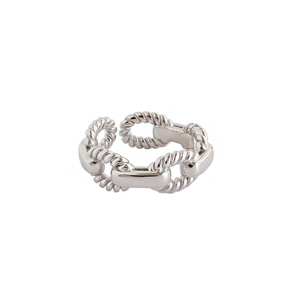 ANDYWEN 925 Sterling Silver Large Thick Twist Chain Resizable Women Rings 2020 European Adjustable Rock Punk Rings Jewelry