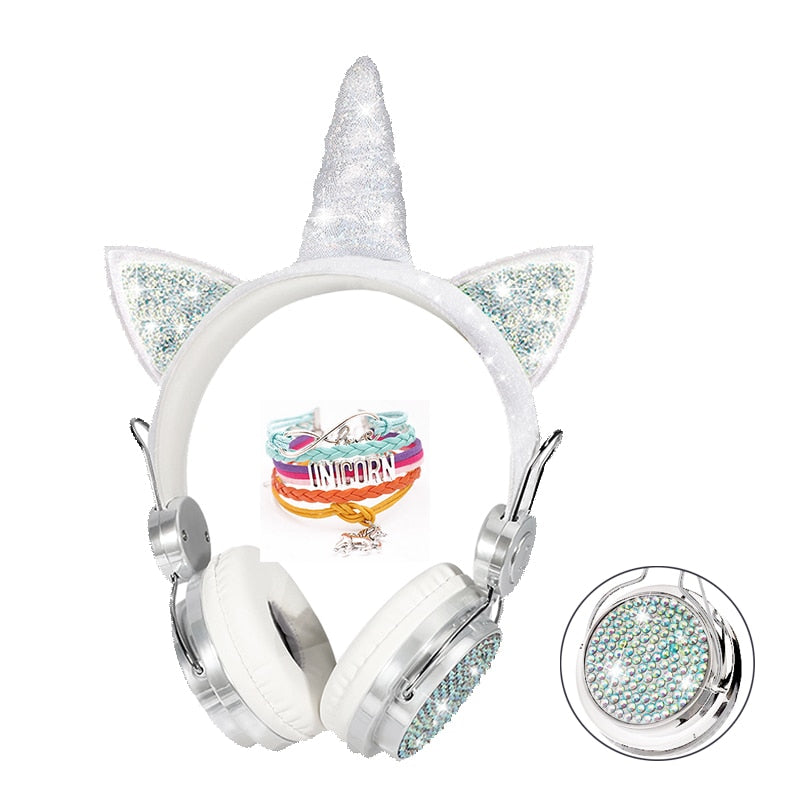 Cute Unicorn Headphones for Girls Kids Children Bluetooth Wireless Earphone with Mic Music Stereo Phone Helmet School Gifts