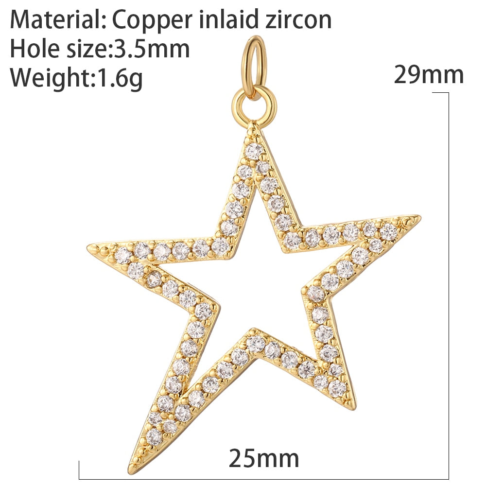 Sun Moon Star Charms for Jewelry Making Supplies Bohemian Rainbow Star 4-Pointed Dijes Diy Earrings Bracelet Necklace Gold Color