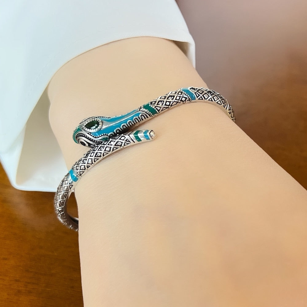 Bracelet Bangles Snake Europe Style Fashion Jewelry For Women,Spring Bohemia Gift In 925 Sterling Silver