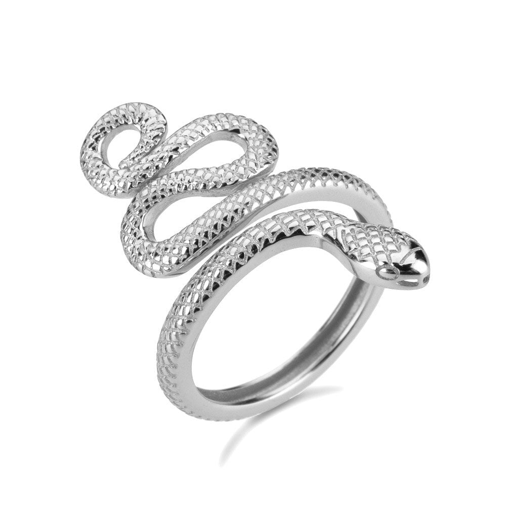 ANDYWEN 925 Sterling Silver Gold Adjustable Snake Rings Big Animal Resizable Luxury New Round Circle Women Fine Ring Jewelry