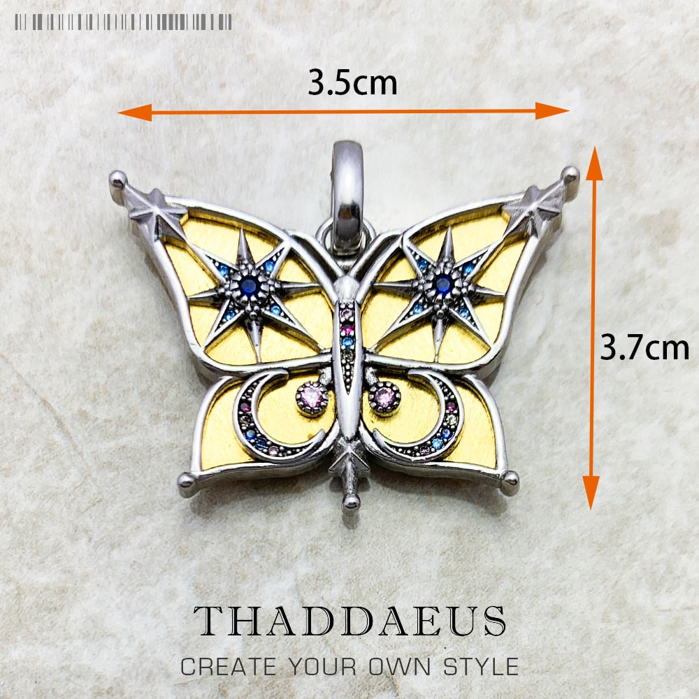 Amulet Magical Lucky Symbol Element Butterfly Nature Tree Dragonfly Cross Pendant Jewelry 925 Sterling Silver Gift For Men Women