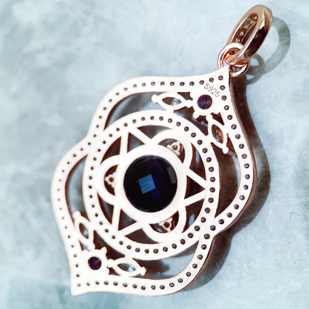 Pendant THIRD-EYE CHAKRA,Brand Fashion Trendy Jewelry Europe Rose Gold Color 925 Sterling Silver Gift For Woman