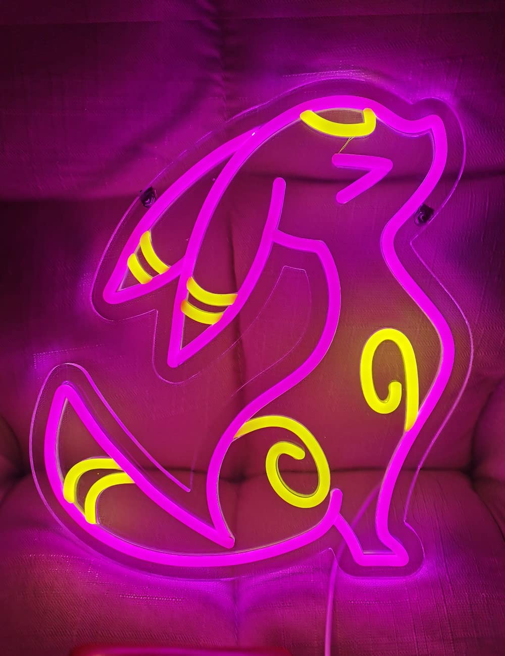 Gaming Poke Umbreon Neon Sign USB Powered for Kids Room Decor, Anime Umbreon Neon Light Dimmable Night Lamp for Game Room Wall