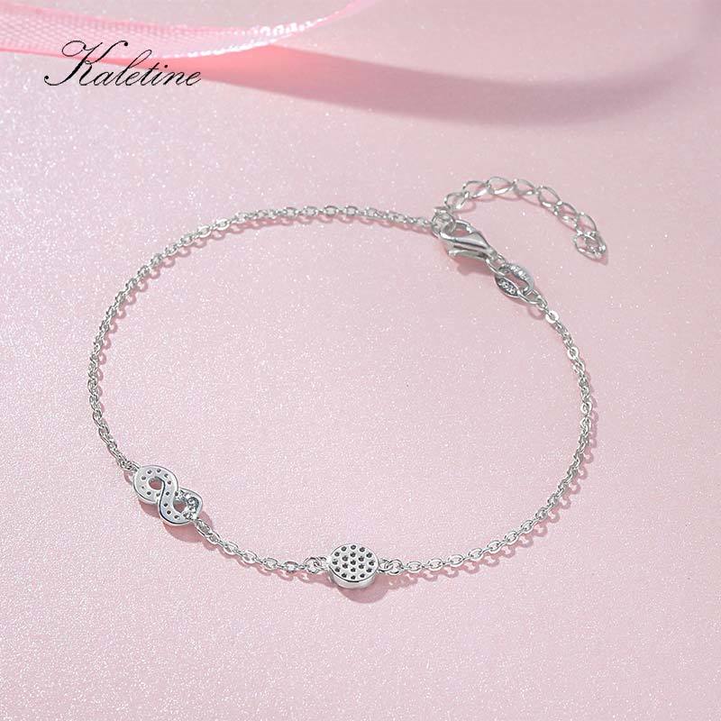 KALETINE Women Evil Eye Bracelet  925 Sterling Silver Infinity Blue CZ Charm Bracelets For Women Wedding Jewelry Pulseira