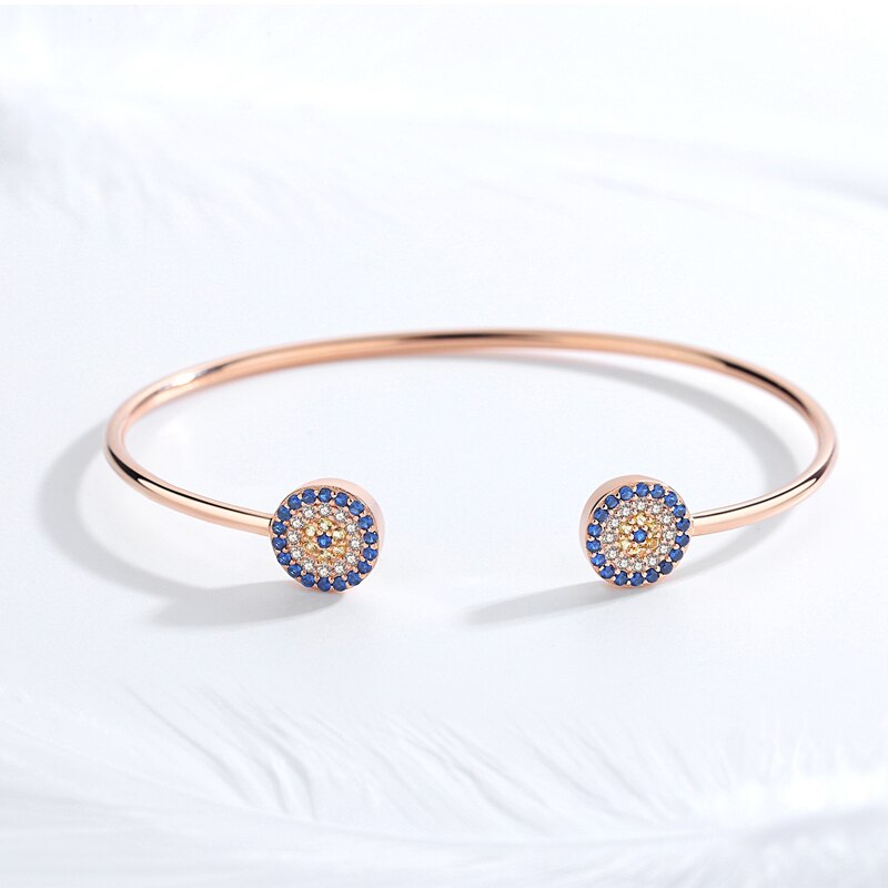 Kaletine 925 Sterling Silver Evil Eye Bracelets For Women Luck  Bangles Hamsa Hand Moon Blue Eye Zircon Luxury Fine Jewelry