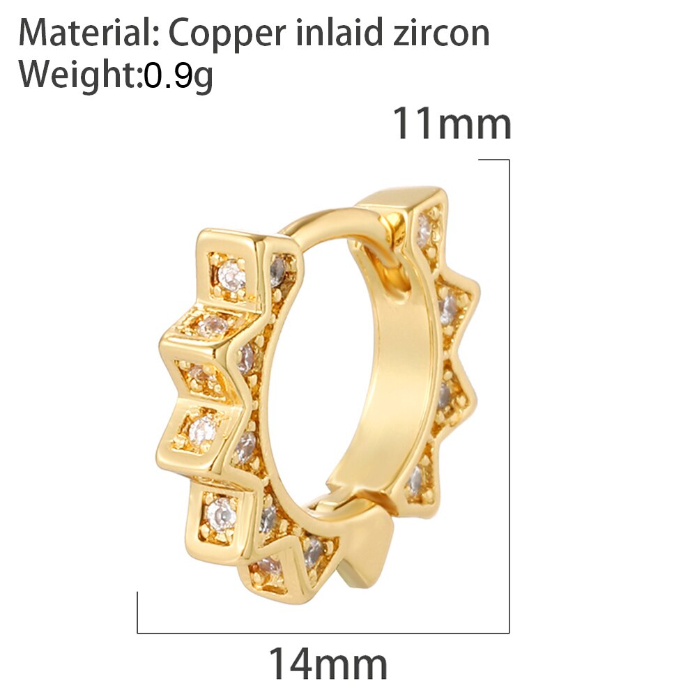 Round Hoop Earrings for Women CZ Gold Women&amp;#39;s Ear Rings Heart Snake Clip on New in 1PCS Single Earring Korean Fashion Jewelry