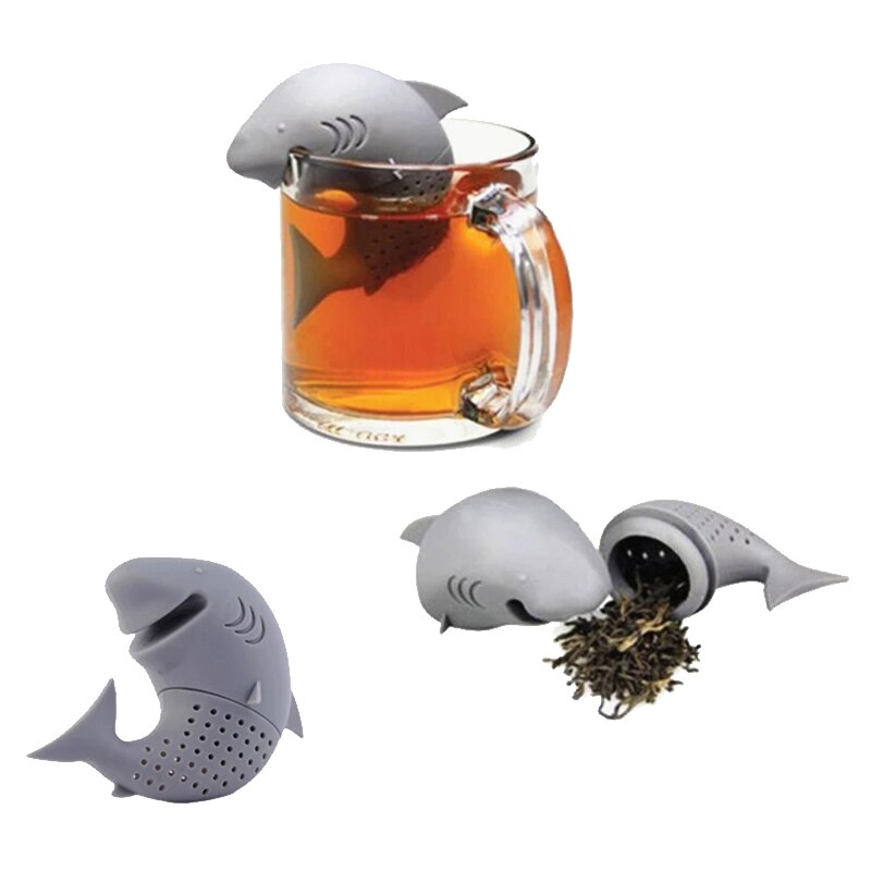 Creative Shark Shape Strainers Infusers Tea Strainer Coffee Maker Silicone Drinks Leak To Disassemble Easy Clean Accessories