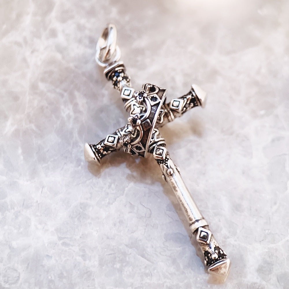 Pendant Majestic Cross &amp;amp; Crown Jewelry Europe 925 Sterling Silver Symbolism Promises Shield And Certaint Gift For Woman Men