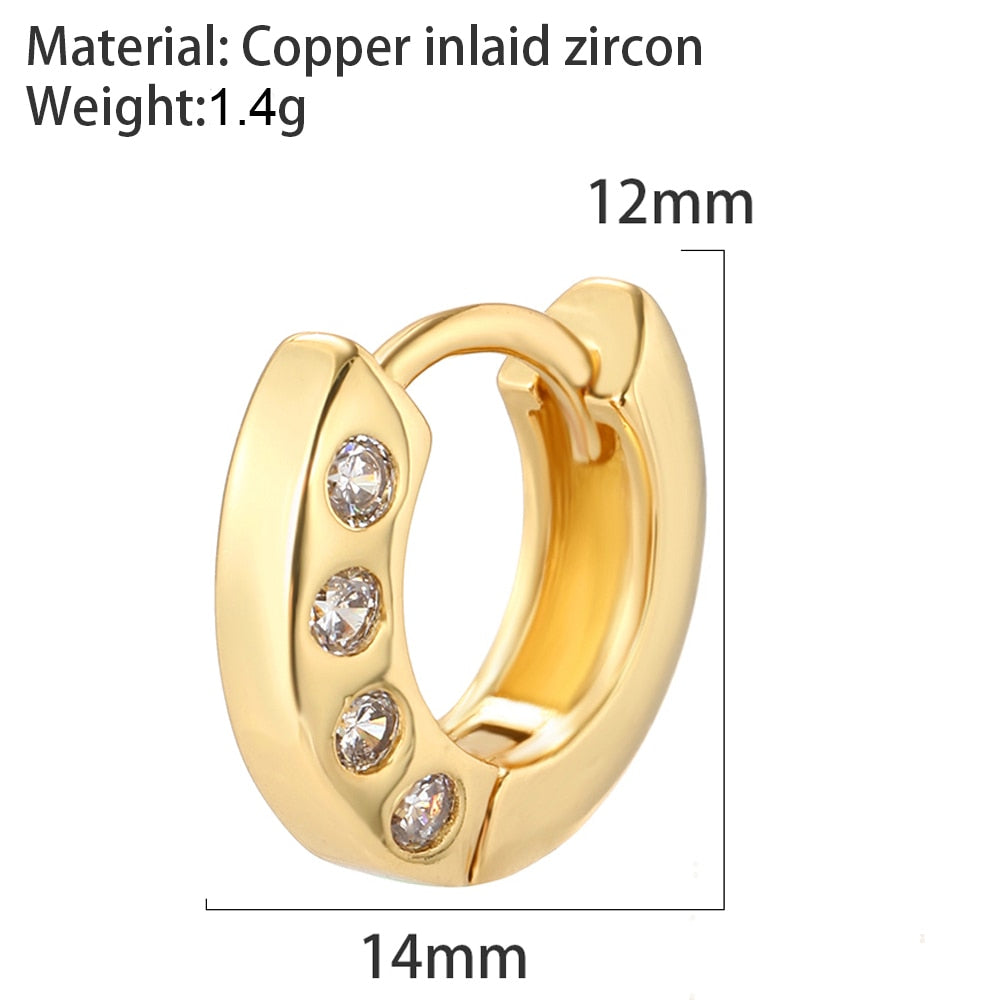 Round Hoop Earrings for Women CZ Gold Women&amp;#39;s Ear Rings Heart Snake Clip on New in 1PCS Single Earring Korean Fashion Jewelry