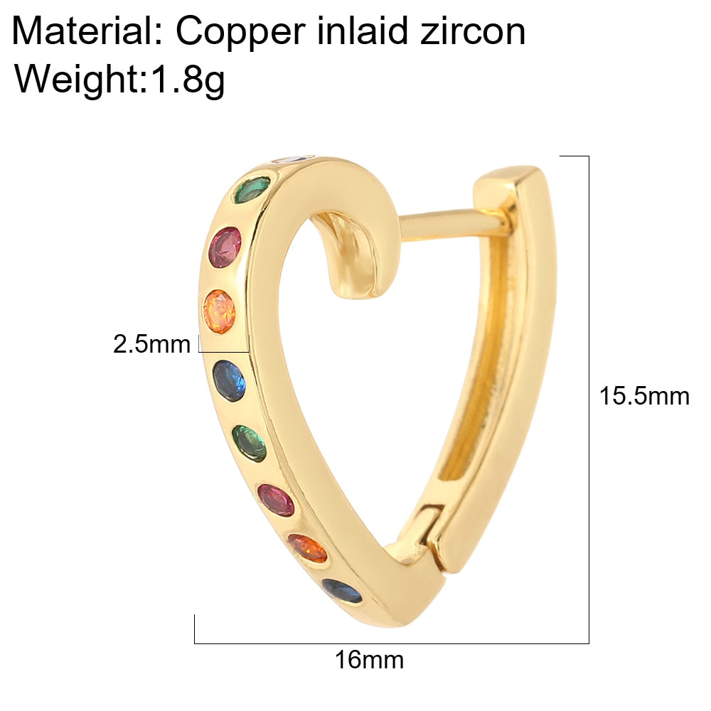 Round Hoop Earrings for Women CZ Gold Women&amp;#39;s Ear Rings Heart Snake Clip on New in 1PCS Single Earring Korean Fashion Jewelry