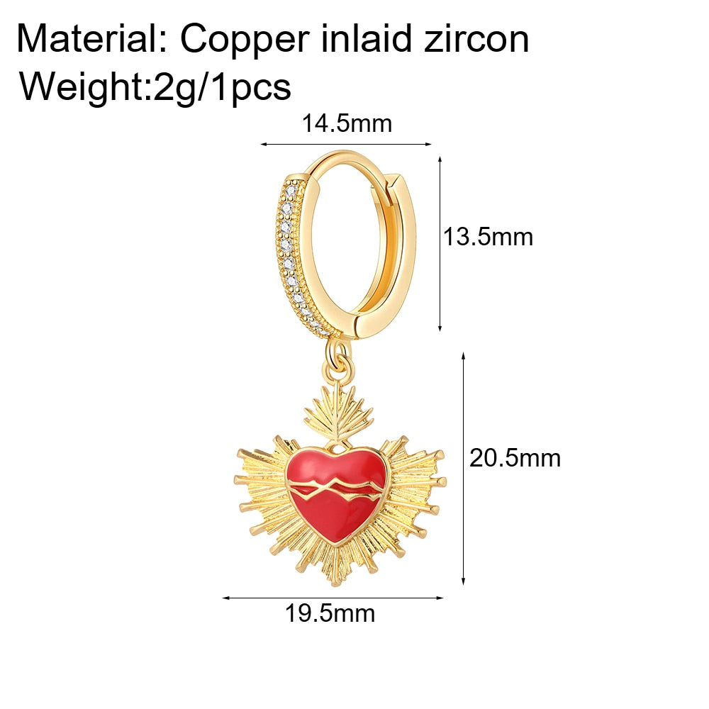 Cute Heart Turkish Evil Blue Eye Hoop Earrings for Women Gold New In 1pcs Single Ear Ring Zircon Korean Fashion Free Shipping