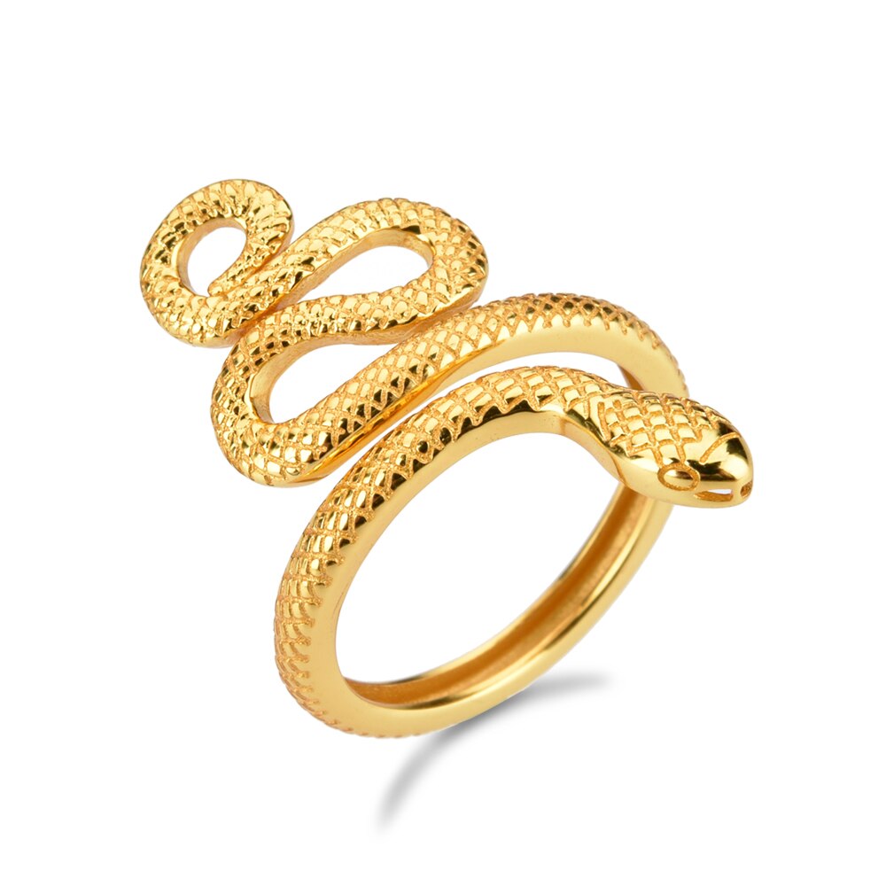 ANDYWEN 925 Sterling Silver Gold Adjustable Snake Rings Big Animal Resizable Luxury New Round Circle Women Fine Ring Jewelry