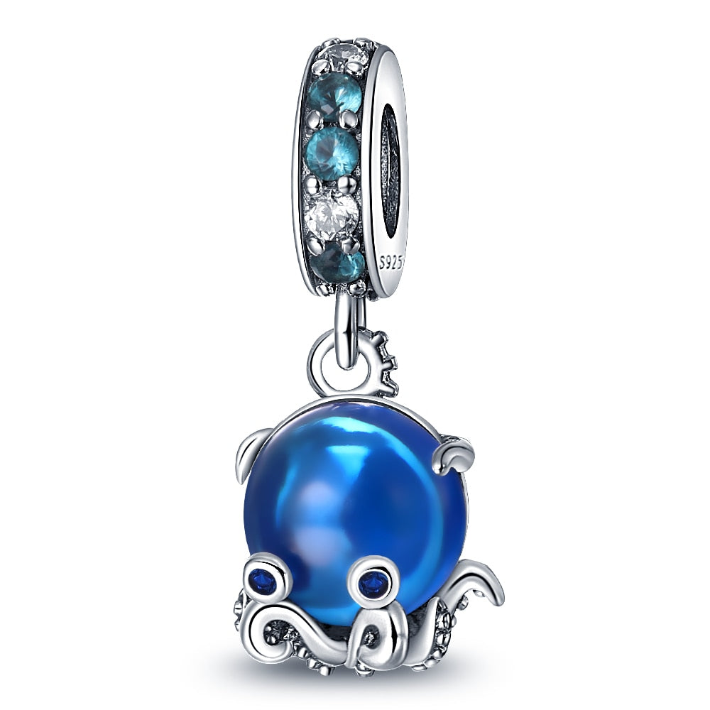 Hot Sell S925 Charms Octopus Chameleon Sea Turtle Blue Eyes Pendants Fit Original Pandora&#39;s Bracelet Making Fashion DIY Jewelry