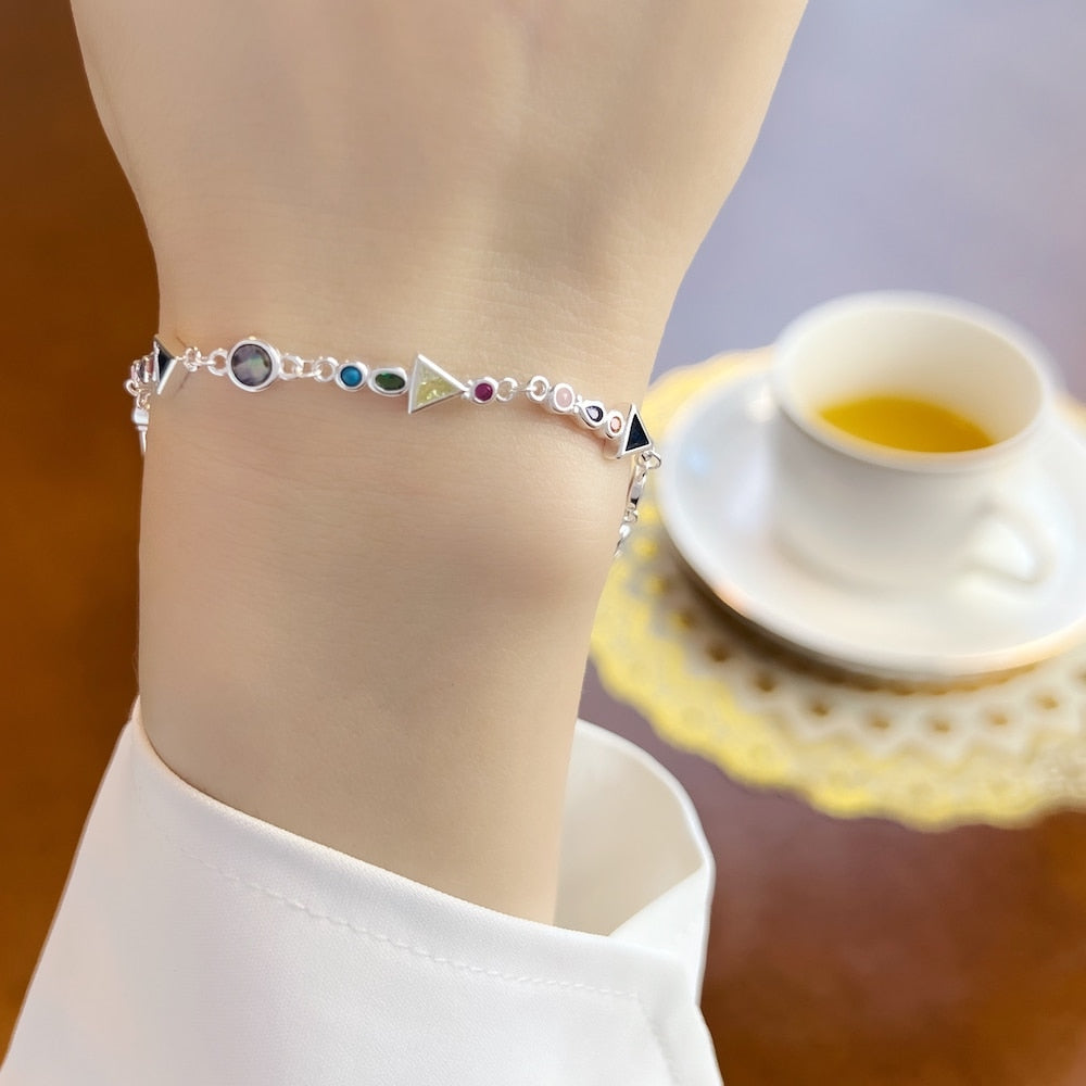 Paradise Journey Bracelets New Colourful Link Chain 925 Sterling Silver Fashion Jewelry Boho Gift For Women