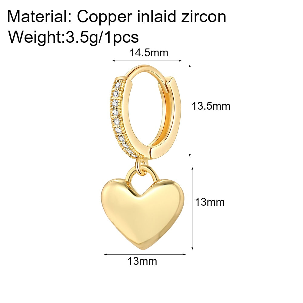 Cute Heart Turkish Evil Blue Eye Hoop Earrings for Women Gold New In 1pcs Single Ear Ring Zircon Korean Fashion Free Shipping