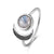 Nasiya Sweet Romantic Moon Adjustable Rings With Natural Moonstone For Women Silver Jewelry Mother's Day Gift