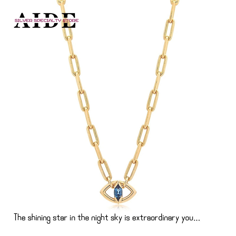 AIDE 18k Gold Color Necklace for Women Love Heart Zircon Clavicle Necklace Jewelry on the Neck Chain Choker Collares Bijoux Gift