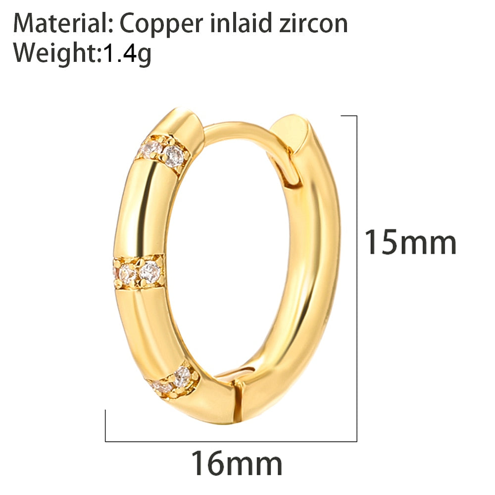 Round Hoop Earrings for Women CZ Gold Women&amp;#39;s Ear Rings Heart Snake Clip on New in 1PCS Single Earring Korean Fashion Jewelry