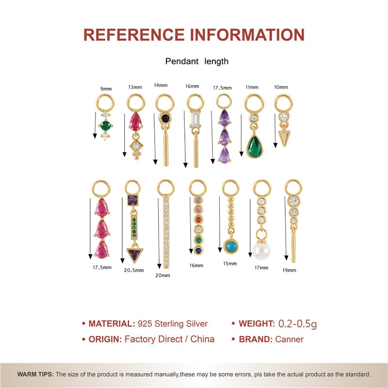 CANNER 925 Sterling Silver Colorful Zircon Long Tassel Charm Pendant Earring Spare Parts Accessories Jewelry For Women Earrings