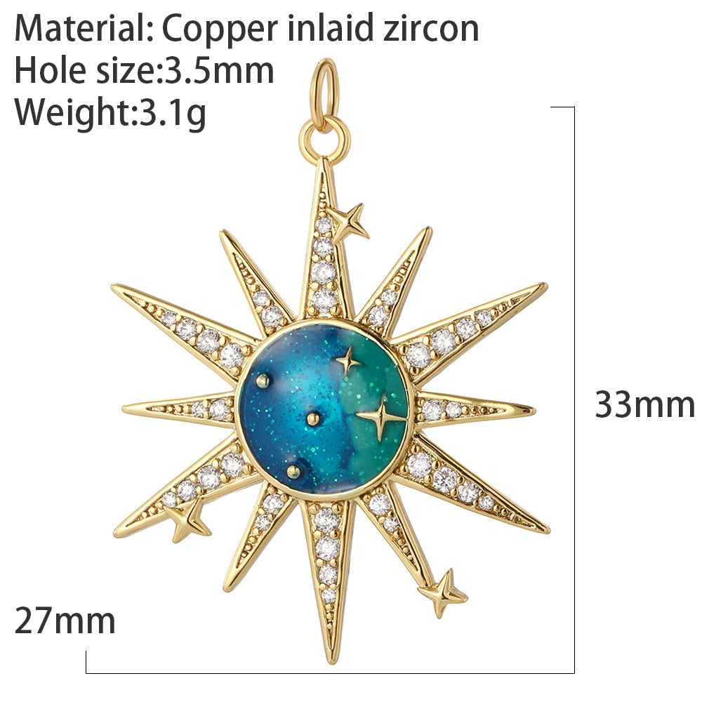 Sun Moon Star Charms for Jewelry Making Supplies Bohemian Rainbow Star 4-Pointed Dijes Diy Earrings Bracelet Necklace Gold Color