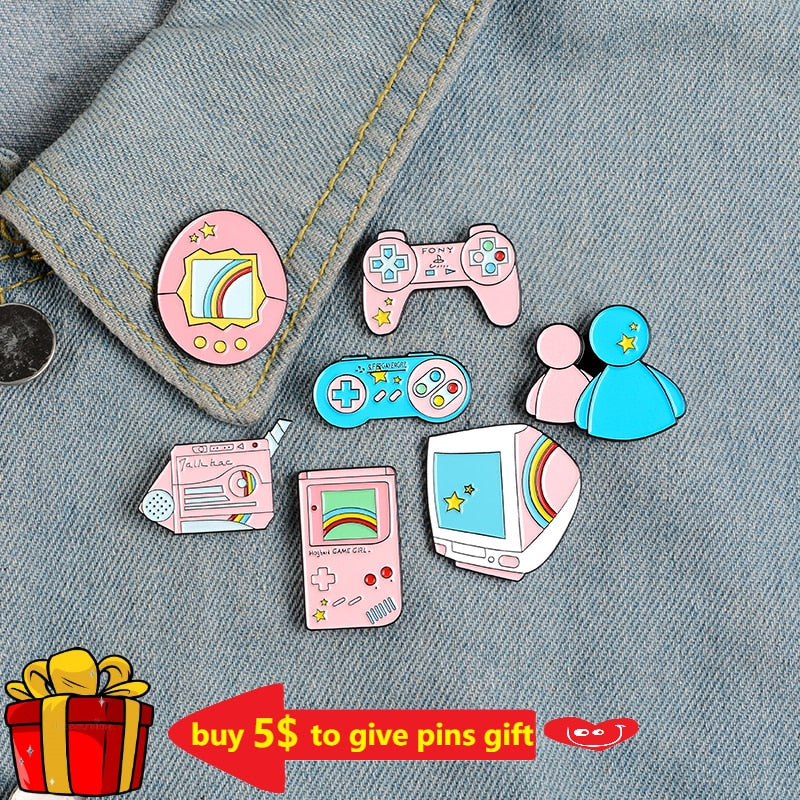 PLAY! 80&amp;#39;s 90&amp;#39;s Game Enamel Pins Series Arcade Machine Lapel Pin Brooch Retro Pixel Game Badges Game Boy Gifts Jewelry Wholesale