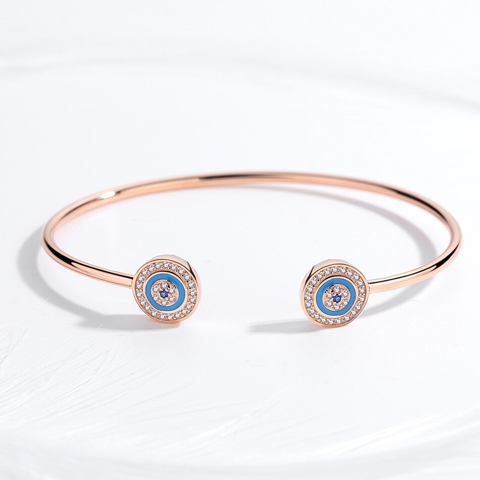 Kaletine 925 Sterling Silver Evil Eye Bracelets For Women Luck  Bangles Hamsa Hand Moon Blue Eye Zircon Luxury Fine Jewelry