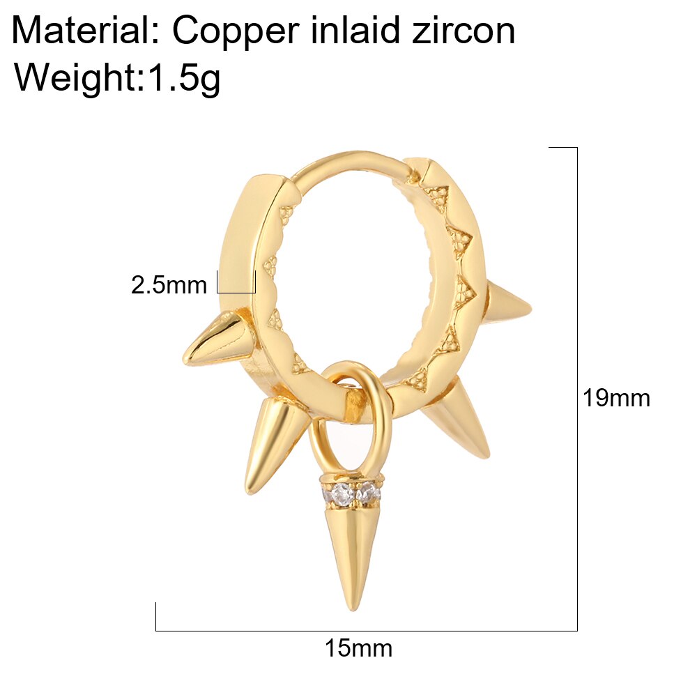 Round Hoop Earrings for Women CZ Gold Women&amp;#39;s Ear Rings Heart Snake Clip on New in 1PCS Single Earring Korean Fashion Jewelry