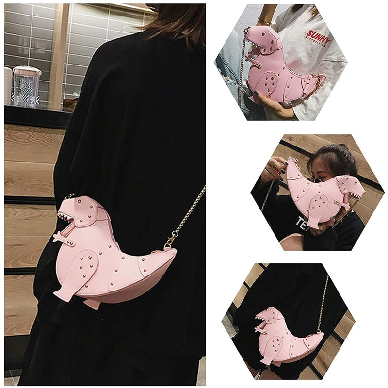 Dinosaur Design Rivets Women&amp;#39;s Purses and Handbags Shoulder Chain Bag Designer Small  Crossbody Bag Female Clutch Bag Pu Leather