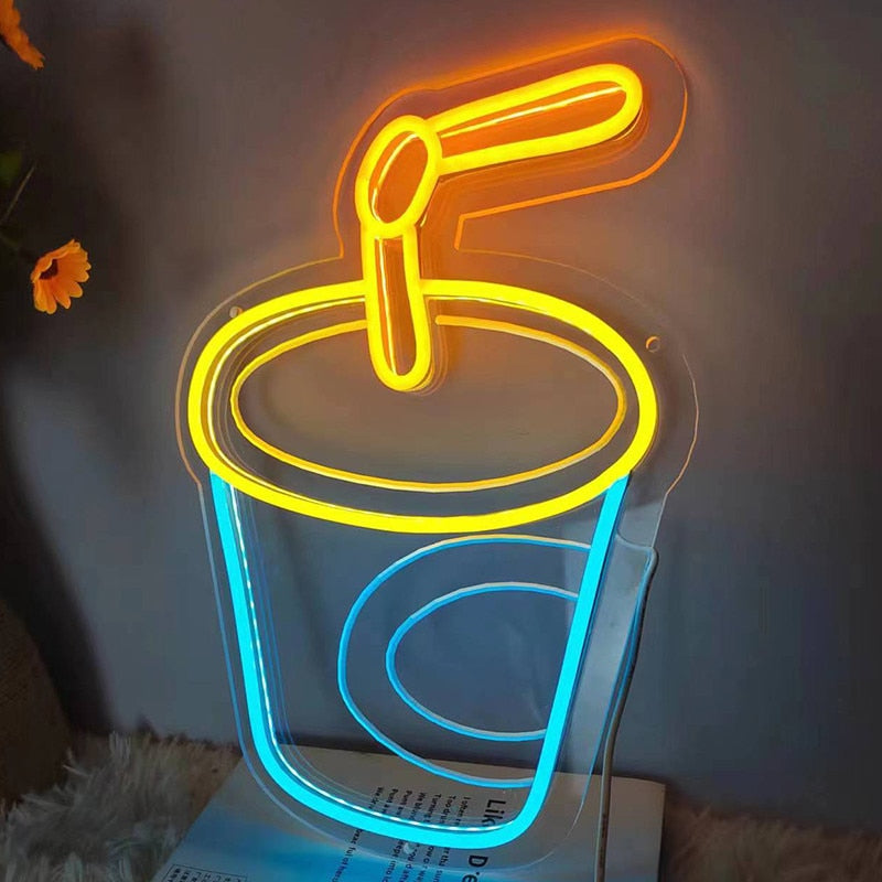 Fries Hot Dog Hamburger Shaped Neon Sign Food Neon Light for Home Night Lamp for Restaurant Bar Beer Window Shop Room Decoration