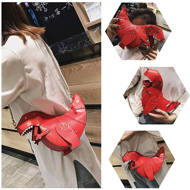 Dinosaur Design Rivets Women&amp;#39;s Purses and Handbags Shoulder Chain Bag Designer Small  Crossbody Bag Female Clutch Bag Pu Leather