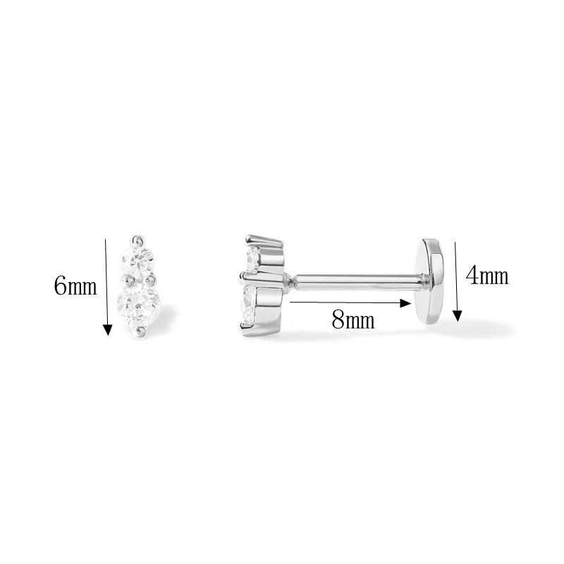 CANNER 925 Sterling Silver Cartilage Earring Cubic Zirconia Eyes Snake Star Piercing Pendientes Plata 925 Stud Earrings 1pcs