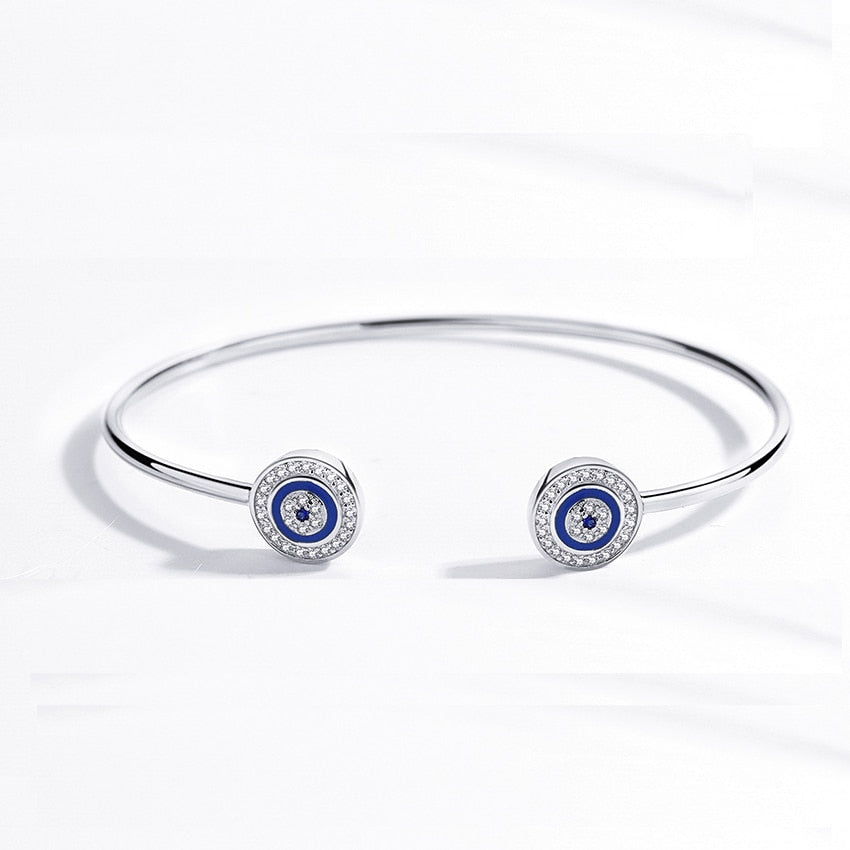 Kaletine 925 Sterling Silver Evil Eye Bracelets For Women Luck  Bangles Hamsa Hand Moon Blue Eye Zircon Luxury Fine Jewelry