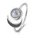 Original Design Moon Shape Adjustable Open Ring Natural Moonstone Female Top Fashion Silver Jewelry Wedding Ring Wholesale