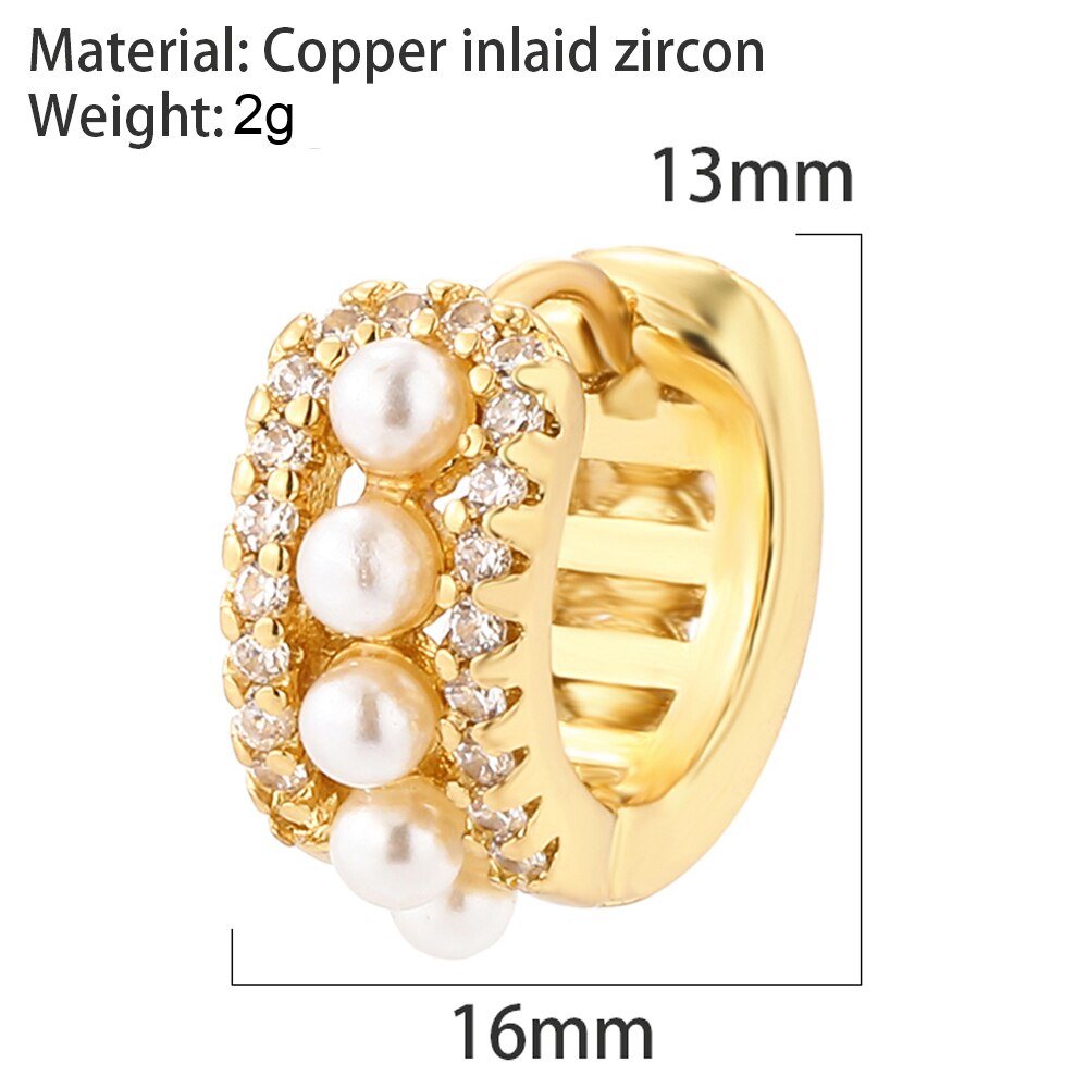 Round Hoop Earrings for Women CZ Gold Women&amp;#39;s Ear Rings Heart Snake Clip on New in 1PCS Single Earring Korean Fashion Jewelry