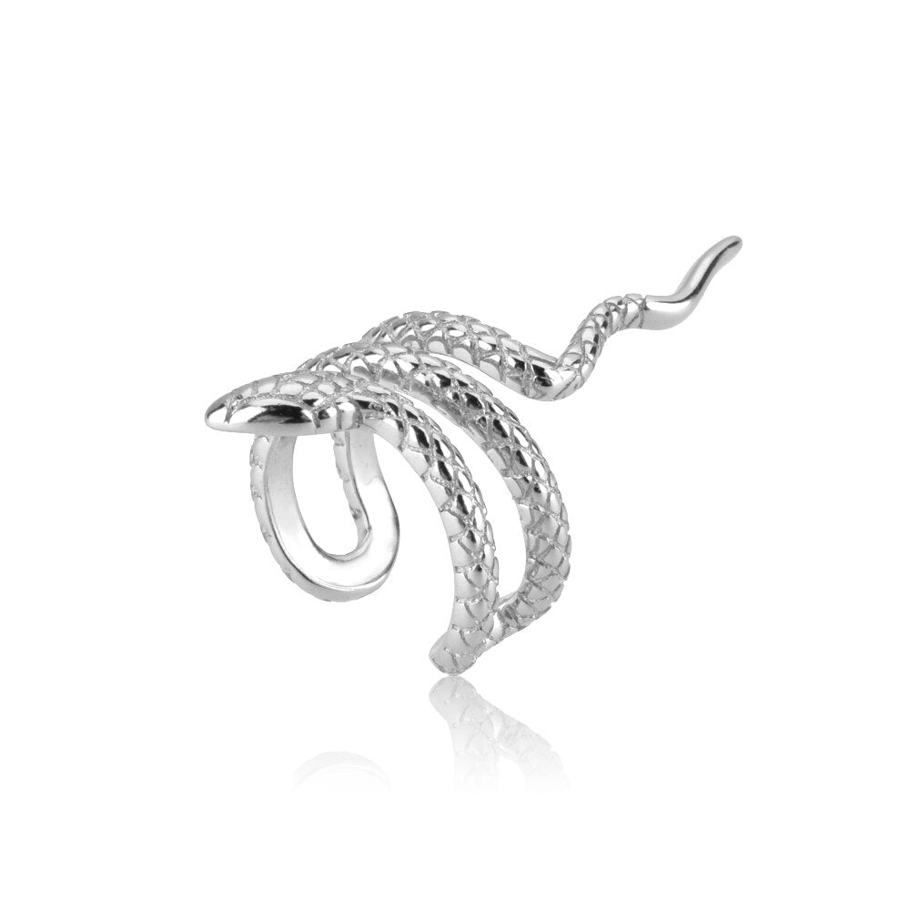 ANDYWEN 925 Sterling Silver Gold Rock Punk Snake Earcuff No Piercing Clips Ear Cuff Women Luxury Fine Cuff Earring Jewelry