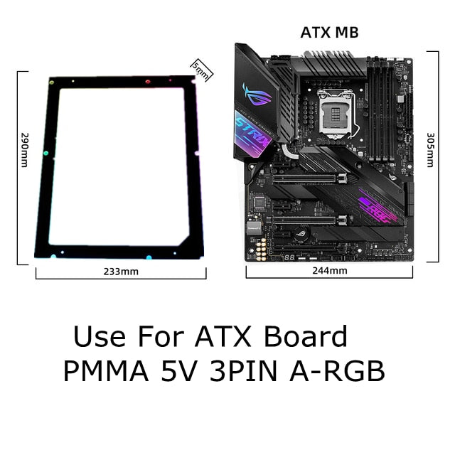 M/B Luminous Pad Backlight / Backplate RGB, Symphony 5V ARGB SYNC Used For ATX/MATX/ITX MOBO, Computer Gamer MOD Light Pollution