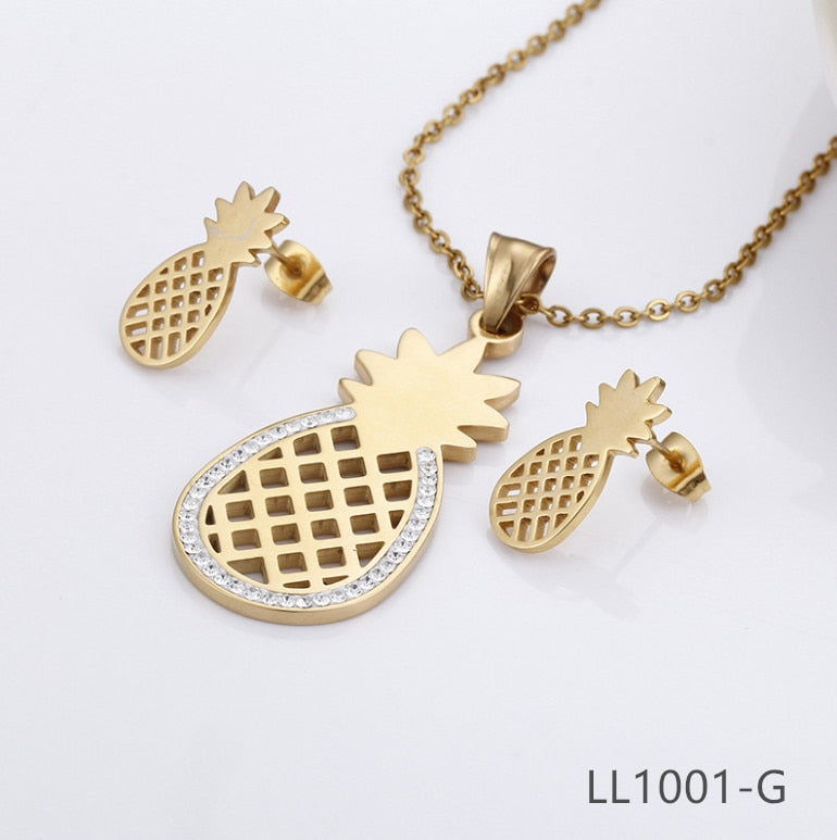 Cute fruit jewelry set, fashion jewelry set Love Gold Honey Earring Bracelet Beauty Women LL1001