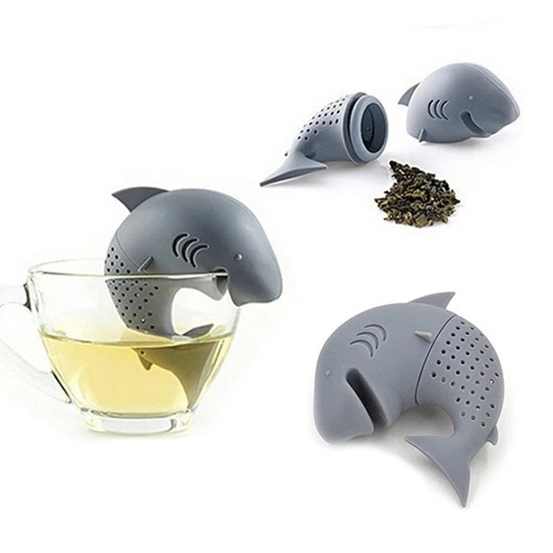 Creative Shark Shape Strainers Infusers Tea Strainer Coffee Maker Silicone Drinks Leak To Disassemble Easy Clean Accessories