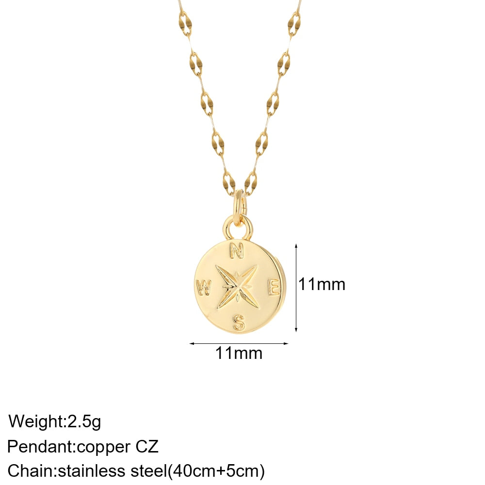 Cute Heart Sun Moon Star Evil Blue Eye Necklace for Women Gold Color Dijes Rainbow Red Love Pendant Long Stainless Steele Chains