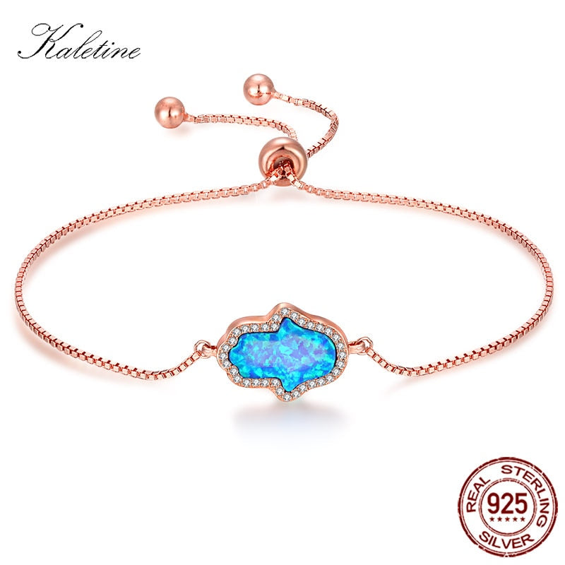 Kaletine Charms 925 Sterling Silver Bracelets For Women Lucky Opal Hamsa Hand of Fatima Tennis Bracelet Turkey Jewelry