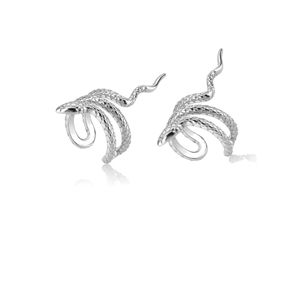 ANDYWEN 925 Sterling Silver Gold Rock Punk Snake Earcuff No Piercing Clips Ear Cuff Women Luxury Fine Cuff Earring Jewelry